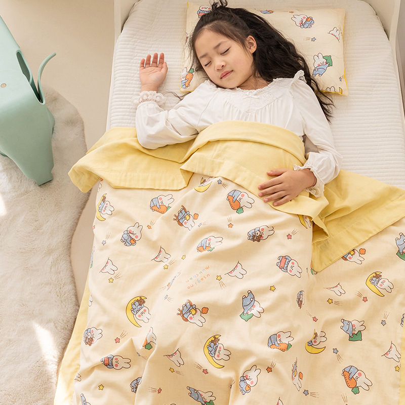 Clase A manta para bebés y niños edredón fresco de verano de algodón jardín de infantes siesta edredón fino manta de aire acondicionado para niños hilo de doble capa edredón fresco de verano