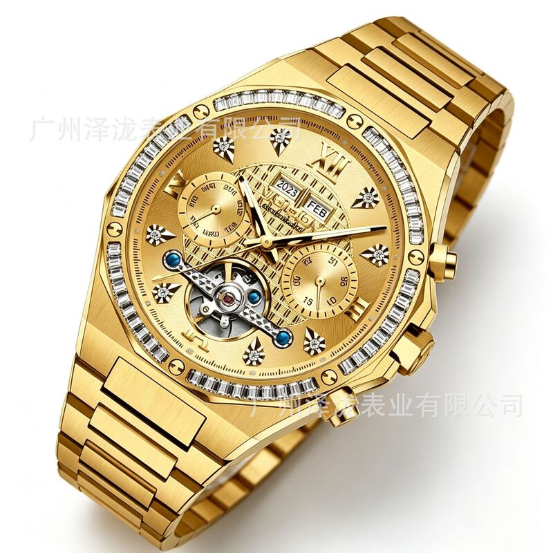 Vodoy Foreign Trade Hot-Selling Dynasty Series Perpetual Calendar Skeleton Tourbillon Men's Mechanical Watch Factory Wholesale