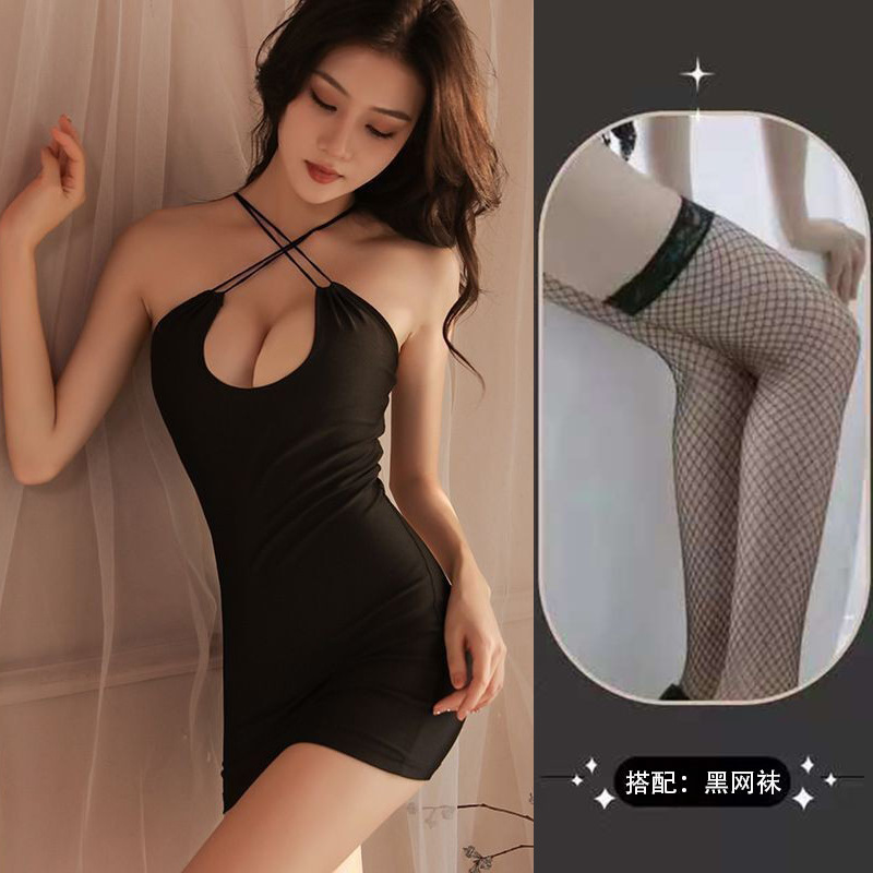 블랙 + 블랙 망사 스타킹