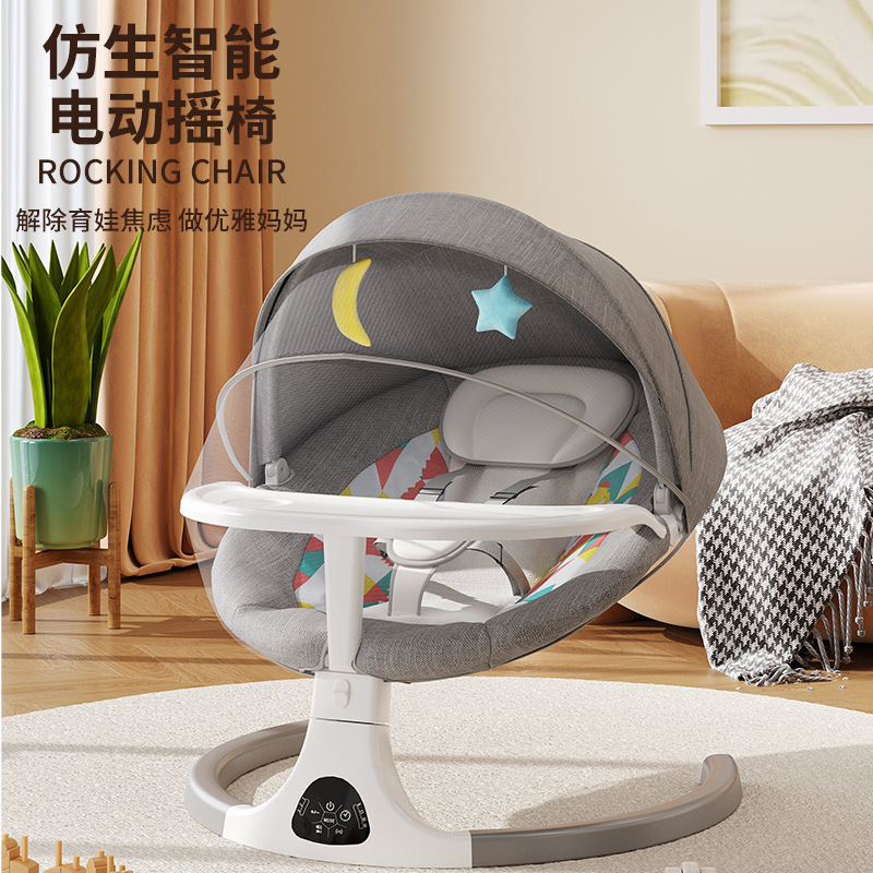 Baby Swing Electric Baby Rocking Chair Can Sit and Lie down with Multi-Level Adjustment Bluetooth Music Soothing Cradle Swing