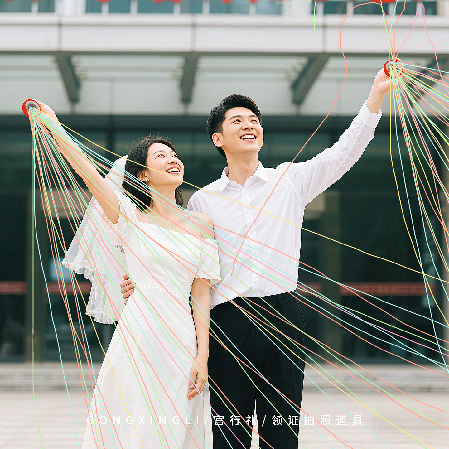 Hand-thrown colorful streamers for wedding celebrations, engagement parties, birthday photoshoots, and other events; small games involving throwing streamers