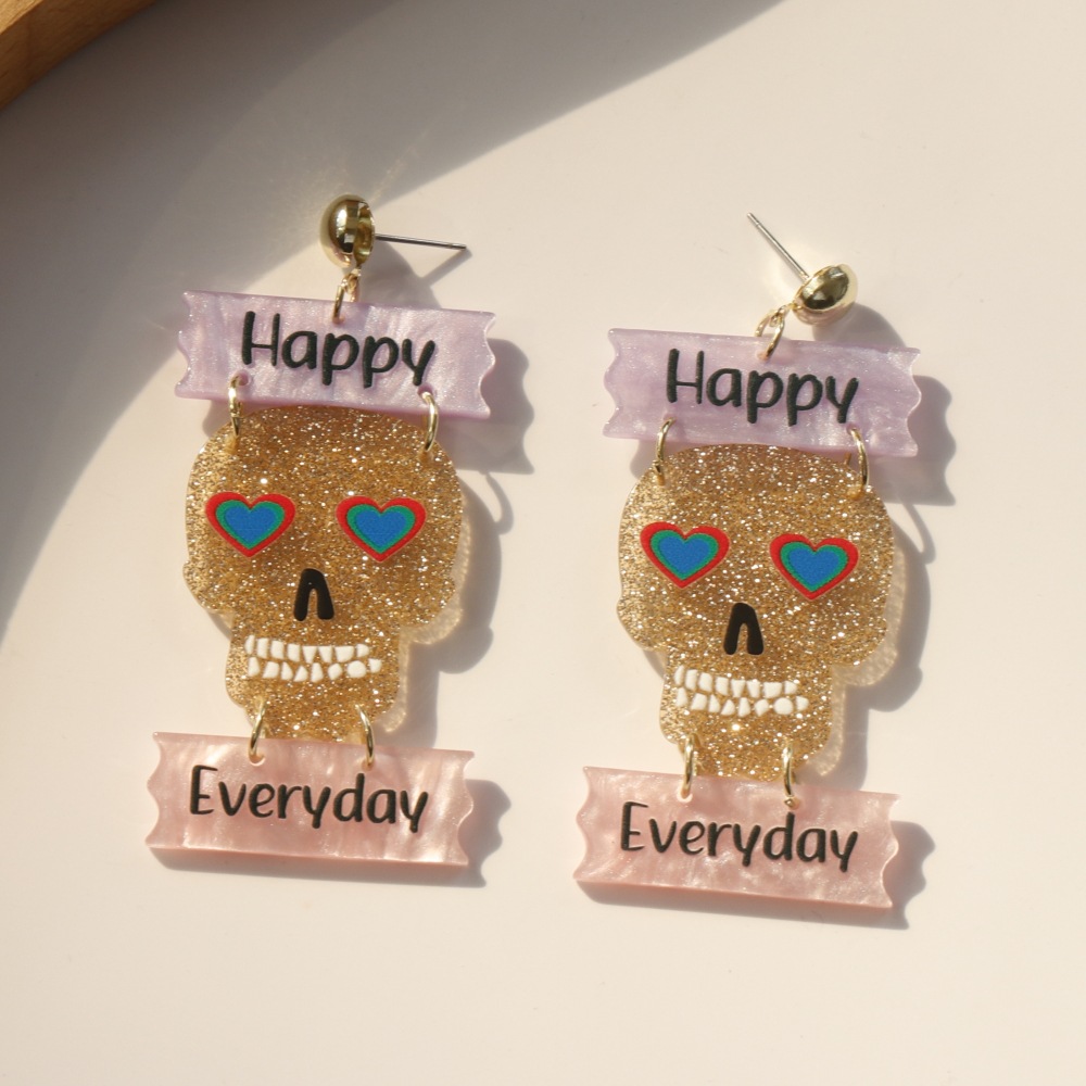 1 Pair Fashion Pumpkin Turkey Skull Arylic Thanksgiving Women's Drop Earrings display picture 3