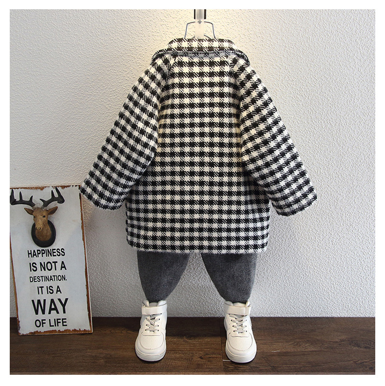 Classic Style Houndstooth Woolen Boys Outerwear display picture 2