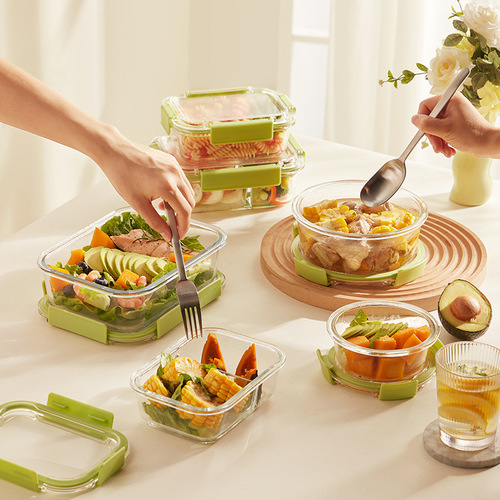 High-looking glass lunch box sealed fresh-keeping bowl lunch lunch box microwave office worker with rice separated fresh-keeping box