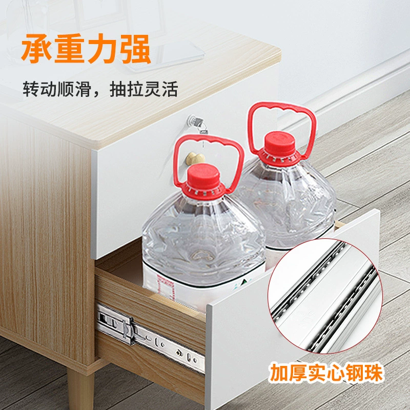 Industrial three -section sliding rail steel pearl quiet buffer drawer three -section buffer rail pull basket hardware household accessories