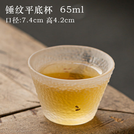 Taza maestra de vidrio hecha a mano taza pequeña taza de té de Kung Fu de vidrio único juego de té de una sola taza engrosada japonesa taza de té de nieve temprana tapa