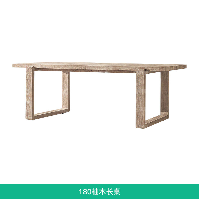 Mesas y sillas de teca para exteriores para patios de villas, muebles impermeables y resistentes al sol para jardines exteriores, mesas largas de madera maciza anticorrosivas resistentes al desgaste.