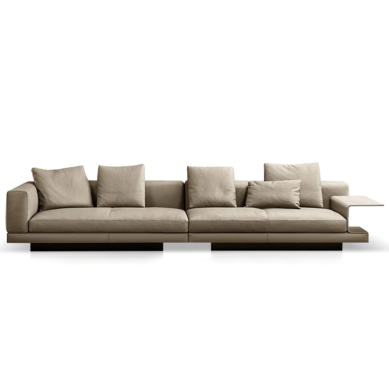 Villa minimalista italiana sofá de cuero gran apartamento sala de estar muebles simple sofá de tres plazas sofá de fila recta combinación