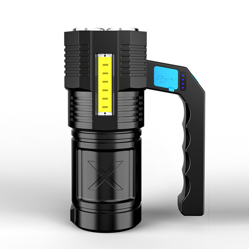 Cross-border new LED quad-core powerful flashlight USB charging home user outdoor portable focus long-range COB flashlight
