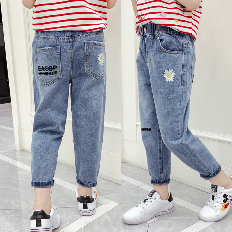 Kids' Denim Jeans 2024 New Spring and Autumn Small and Medium Children's Stylish Fashion Long Pants Loose Trendy Pants