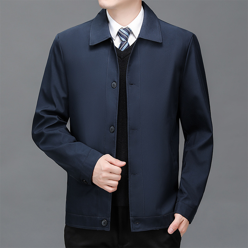 Primavera y otoño con solapa chaqueta casual de negocios chaqueta de hombre chaqueta de color sólido simple universal camiseta de moda de manga larga chaqueta