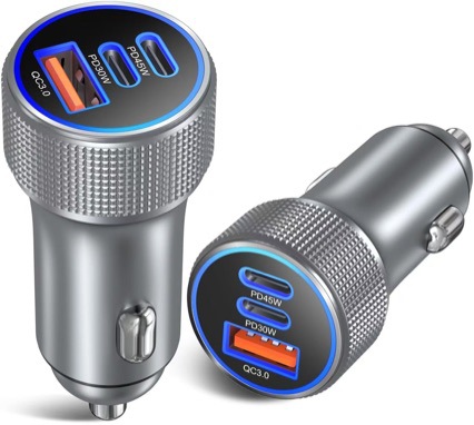 Cross-Border Popular Car Charger A+C Metal Material Super Fast Charging Qc3.0 Mobile Phone Car Fast Charger