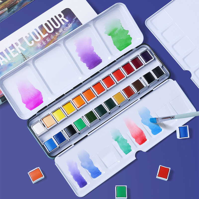 Xiupu sólido acuarela pintura acuarela herramienta traje principiante arte estudiante pintura portátil color nacarado