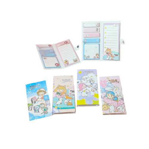 Creative and cute student stationery sticky notes cartoon hot stamping note paper magnetic buckle notepad tearable sticky notes wholesale