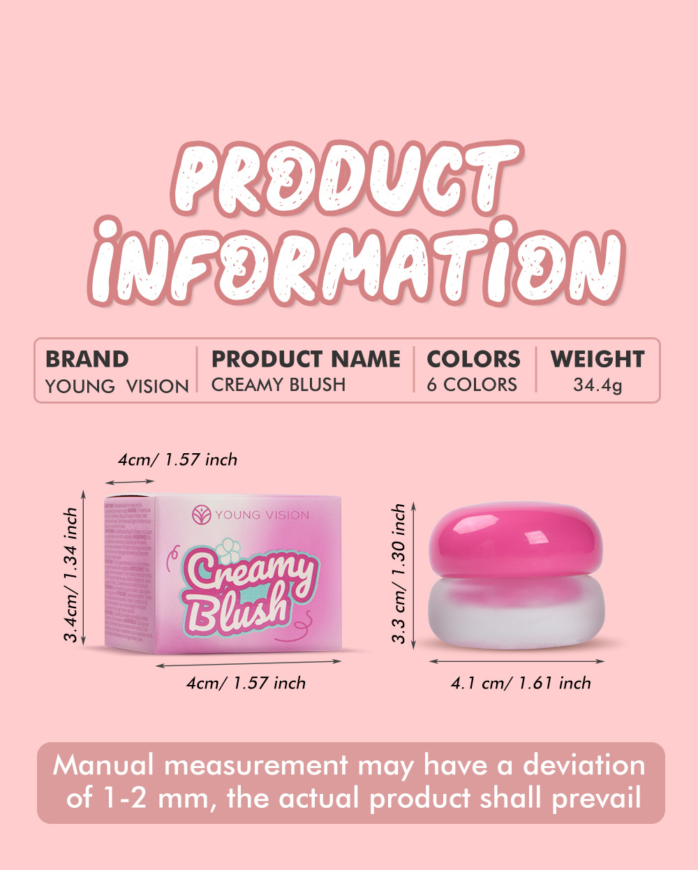 YOUNG VISION 6-color Mousse Blush Clay Nude Natural and Delicate Color Display matte Velvet Blush undefined