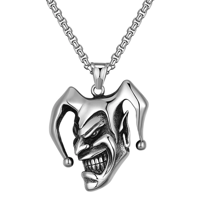 Европейские и американские трансграничные украшения злой клоун смайлик ожерелье из нержавеющей стали кулон мужской ретро модный бренд аксессуары из титановой стали
