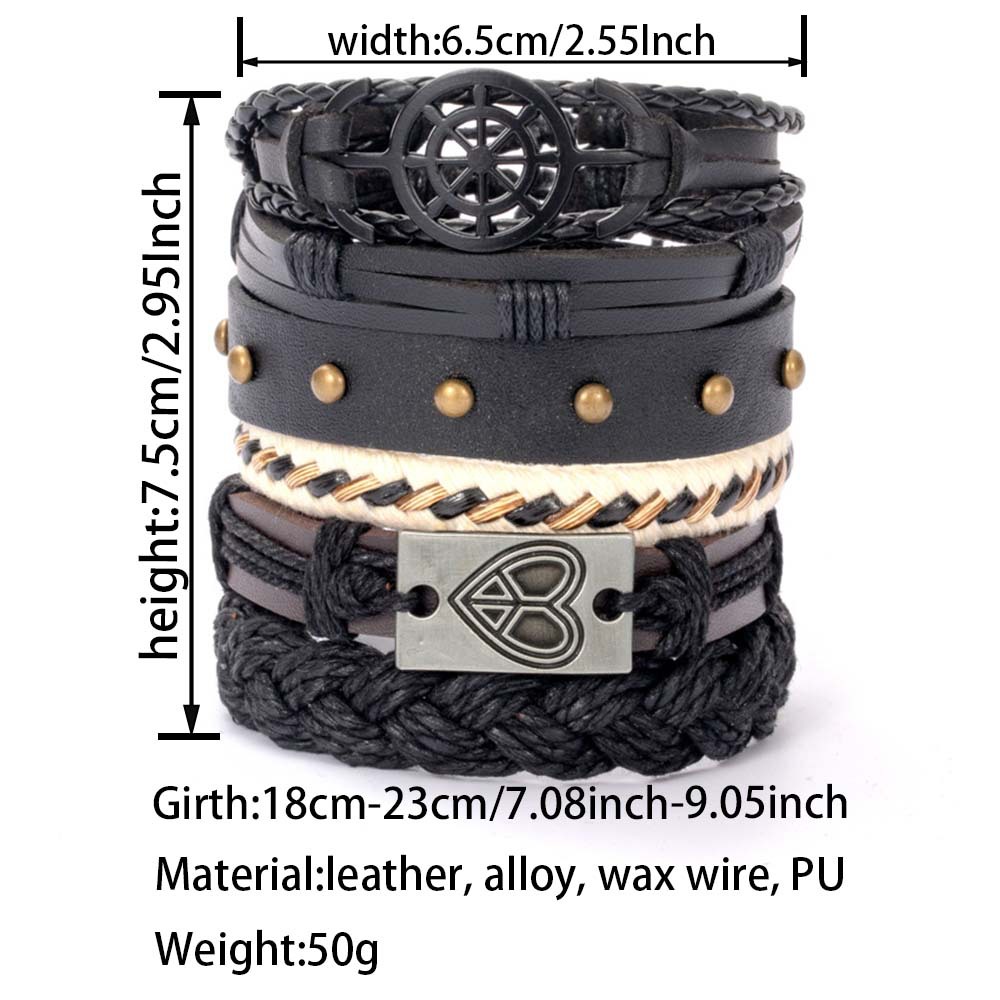 47g Weight Bracelets Classification Pu Leather Chain Material 1 Set Quantity Holiday, Daily Occasion Pu Leather Material Halloween Festival Star, Solid Color, Skull Pattern Men's Gender Layered, Braid Design Casual, Retro Style Casual Retro Star Solid Color Skull Pu Leather Layered Braid Halloween Men's Bracelets Men Cord & Leather Bracelets 17