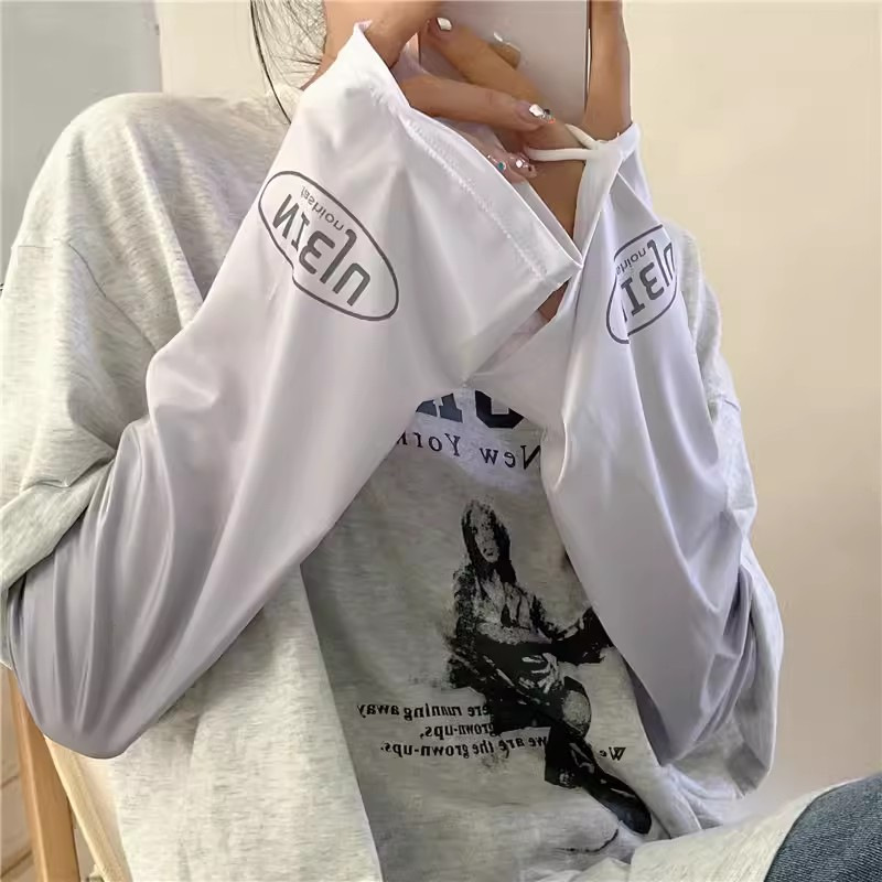 Gradiente hueco de hielo protector solar de hielo de mujer de verano brazo guantes de conducción anti-UV delgados manga suelta