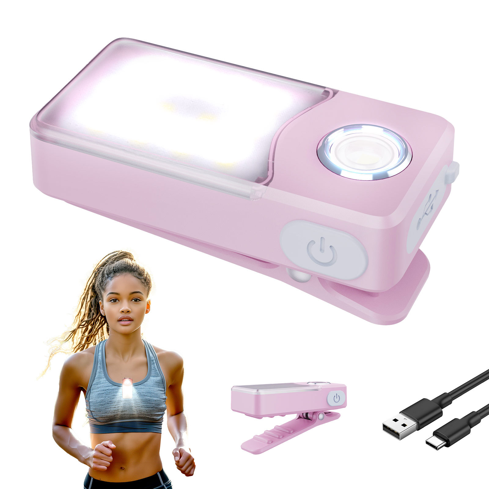 2025新款跨境商超多功能LED夜间警示灯400毫安可充电跑步灯夹子灯