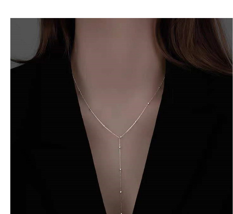 925 Sterling Silver Material Geometric Pattern 925 Sterling Silver Cable Chain Plating Geometric Necklace