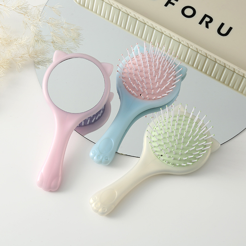 Cute Creative Girl Airbag Cushion Comb Cat's Claw Shape Mirror Comb Home Head Scalp Massage Comb
