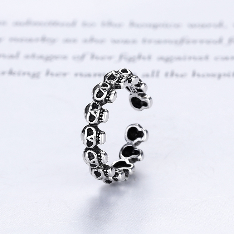 8g Weight Silver Plated Plating Material Rings Classification 1 Piece Quantity Holiday Occasion Hip-Hop Skull Copper Stoving Varnish Plating Halloween Men'S Rings