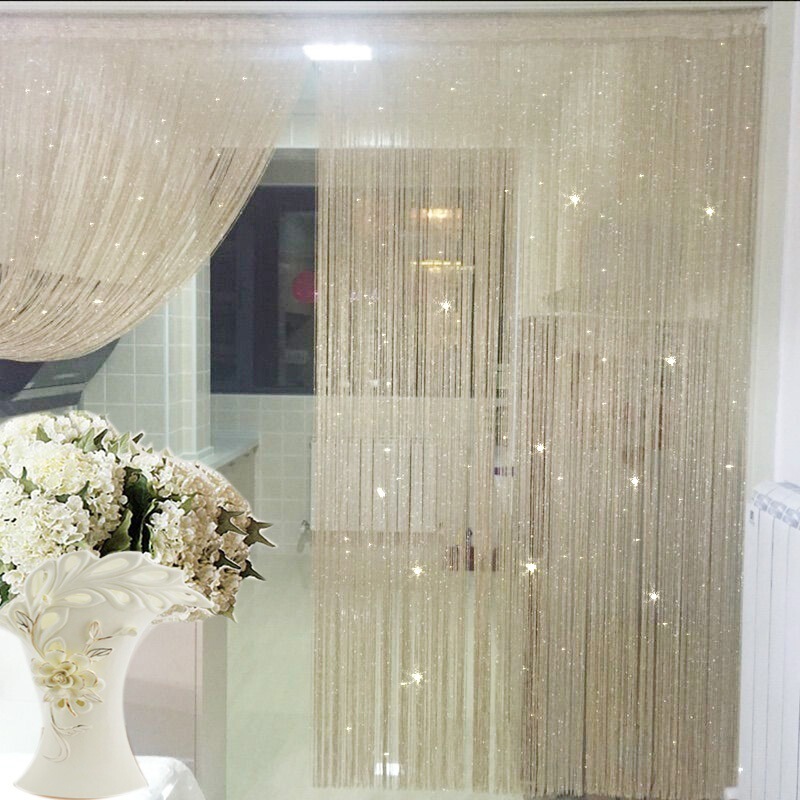 Encrypted Silver Thread Curtain Door Curtain Hanging Curtain Partition Entrance Curtain Non-Tangled Korean Wedding Decoration Curtain One Piece Factory