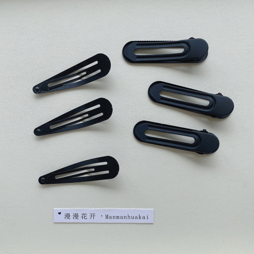 3-piece set of black simple frosted hair clips for summer broken hair bangs hair clips forehead side clips headwear bb clips for women