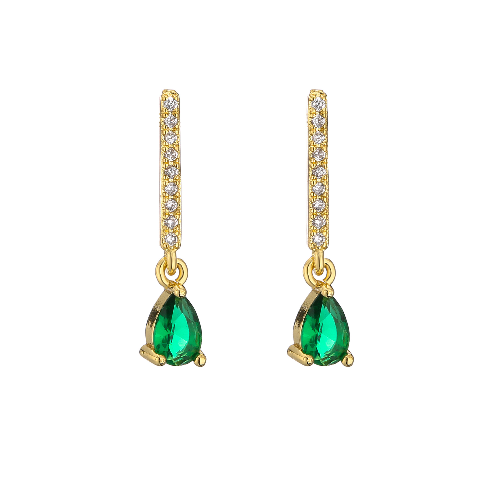 Coloré Zircon Goutte D'eau Forme Boucles D'oreilles Micro Incrusté Zircon 18k Réel Or Électrolytique Boucles D'oreilles display picture 8