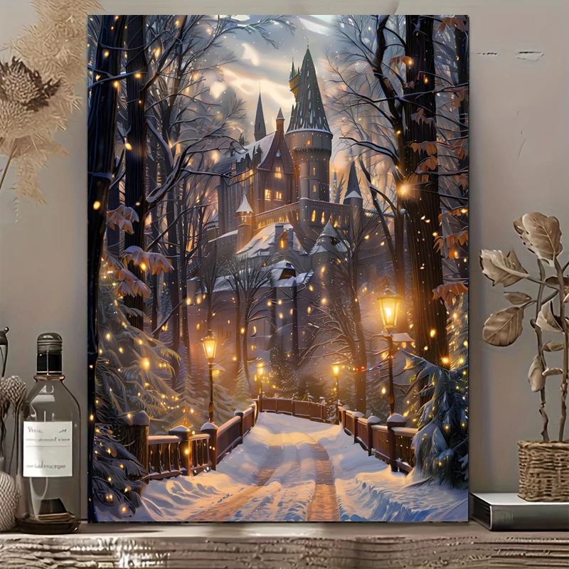 Pintura al óleo digital DIY paisaje nocturno estrellado pintura decorativa acrílico descompresión manual curar pintura colgante