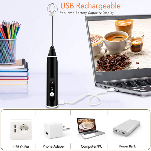 Kitchen handheld rechargeable wireless electric egg beater USB port household blender rechargeable coffee milk tea milk frother