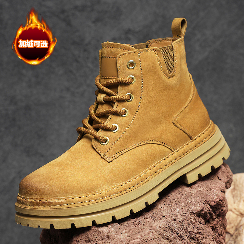 2025 otoño y invierno nuevo estilo casual botas Martin de piel de cerdo de vello de moda para hombres botas de moda para hombres botas de amarillo