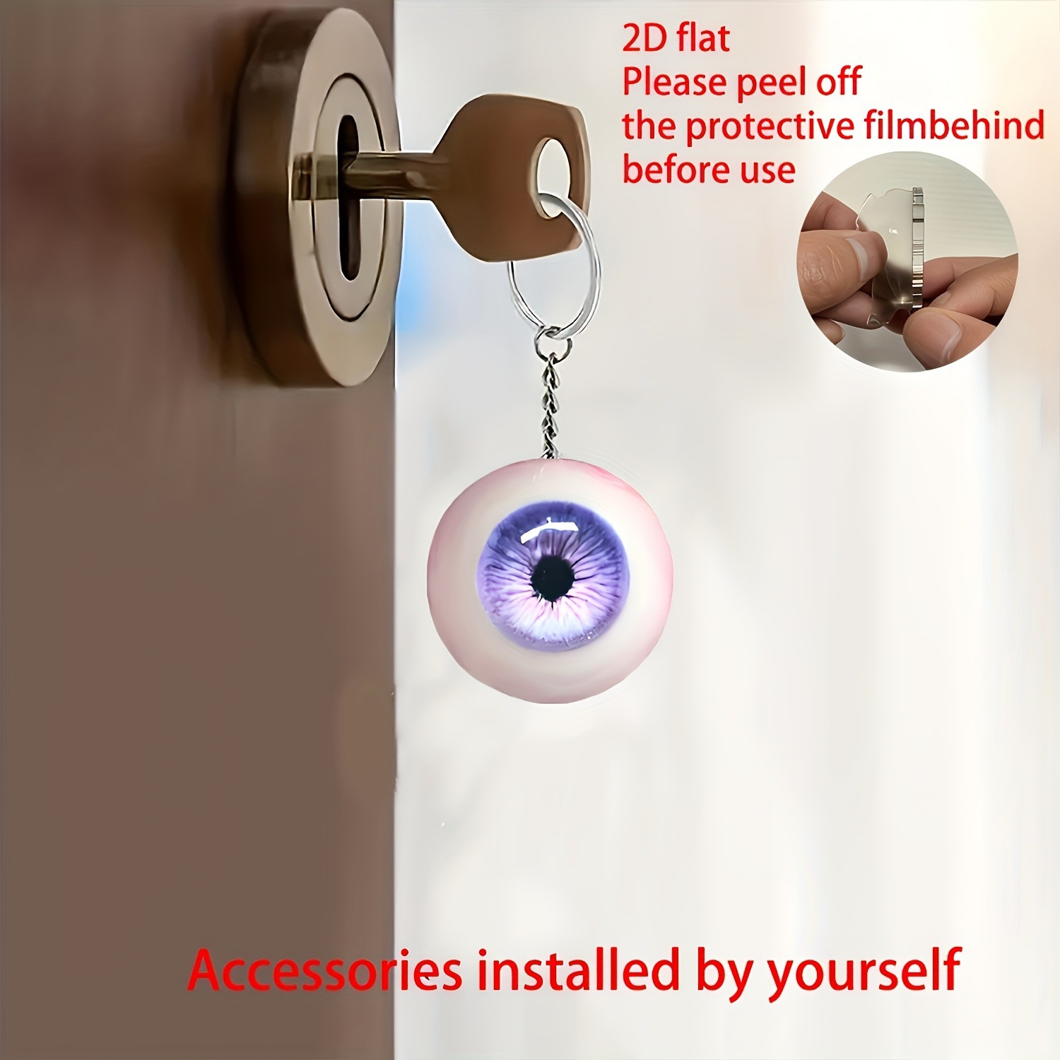 Colgantes acrílicos grandes ojos colgantes planos transfronterizos nuevos espejos retrovisores decoraciones mochila colgantes