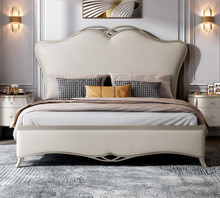 美式轻奢实木双人床1.5公主床欧式1.8米婚床后现代主卧室布皮艺床