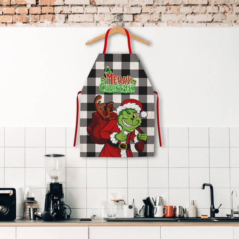 アマゾンの新しいクリスマスエプロングリーン奇サンタクロースの家庭用キッチンエプロンクリスマス用品卸売り|undefined