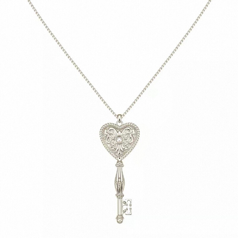 Hengjia Jewelry's Same Style "Time Poem" Titanium Gold Heart Relief Key Necklace Maillard Clavicle Chain for Women