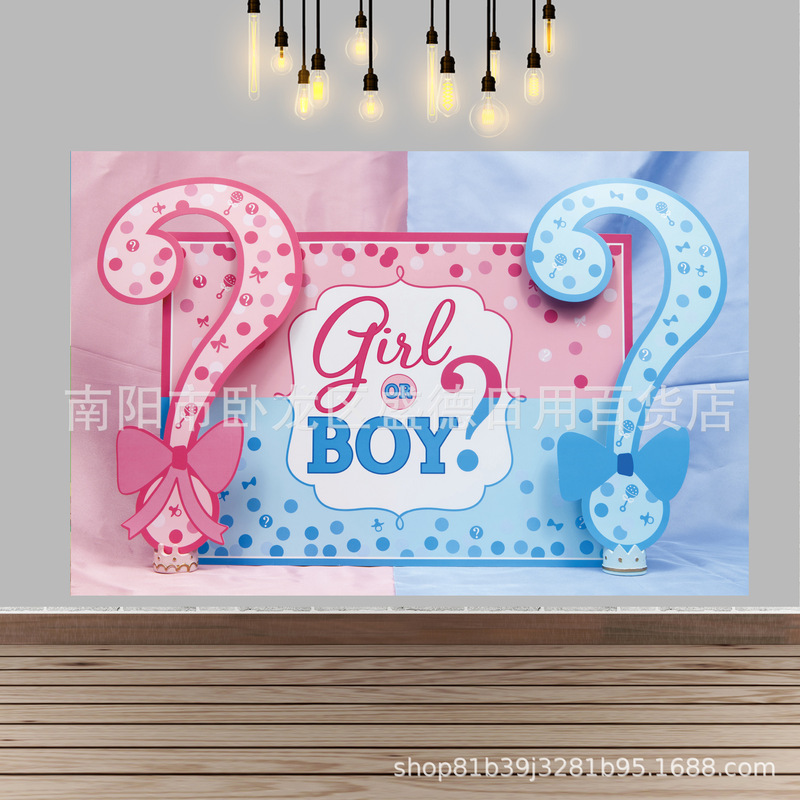 Foreign trade pink blue background boys and girls gender reveal photo banner baby shower party props photography background cloth