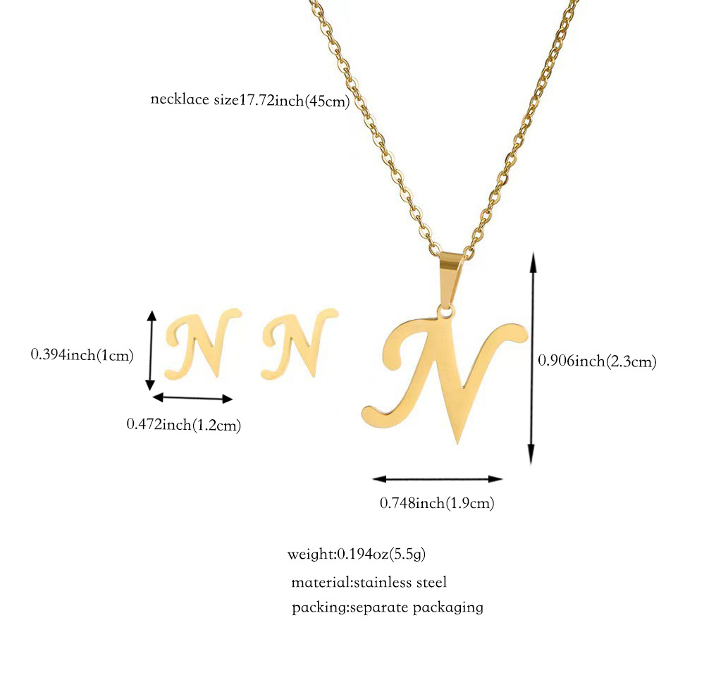 Joyería de titanio, colgante y pendientes unisex, letras inglesas, resistentes al desgaste