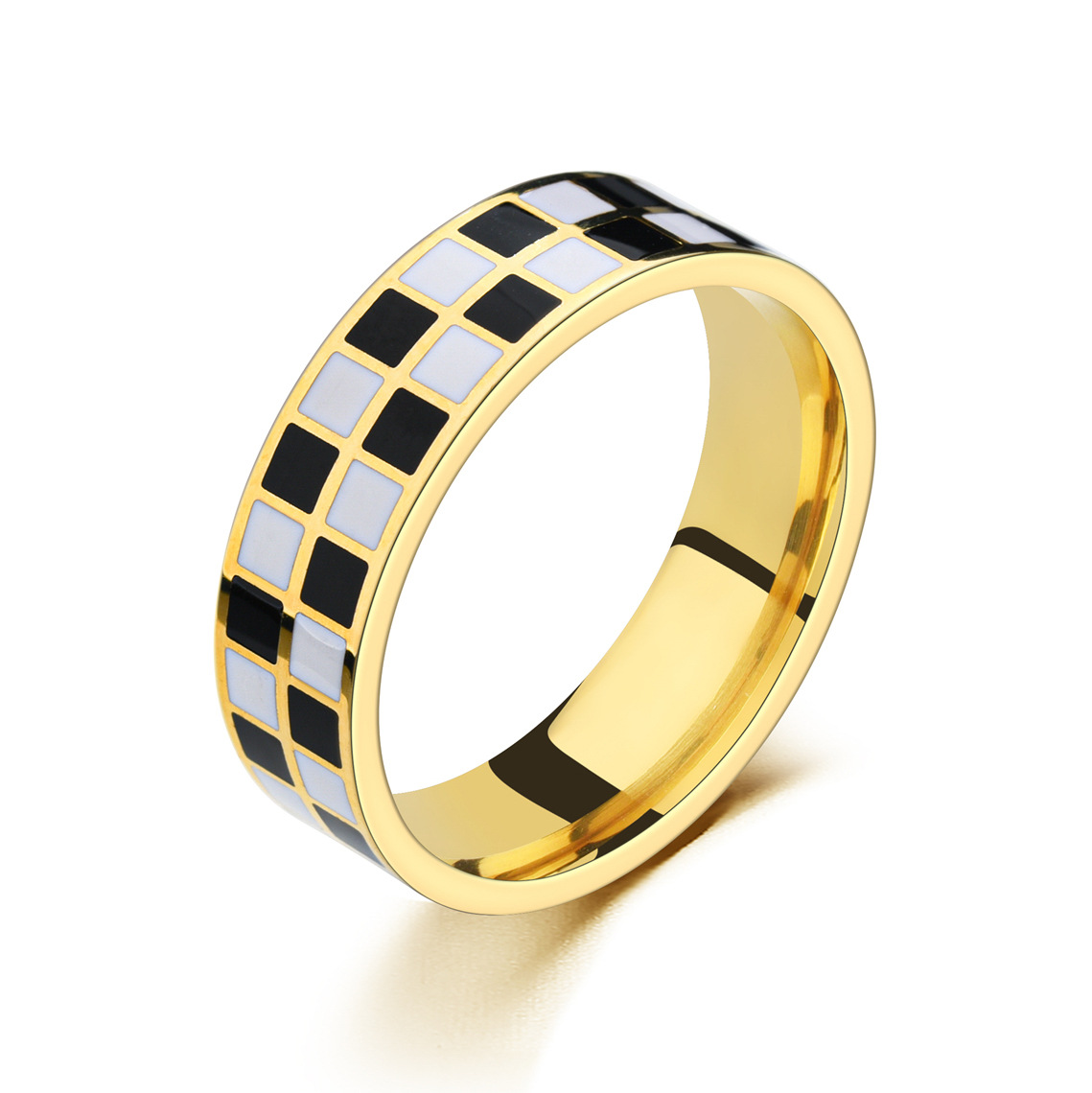 Title 3, Mens Stainless Steel Checkered Black and White...