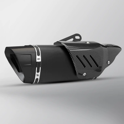 imitation carbon fiber cover, Motorcycle exhaust pipe - all-black-imitation-carbon-cover