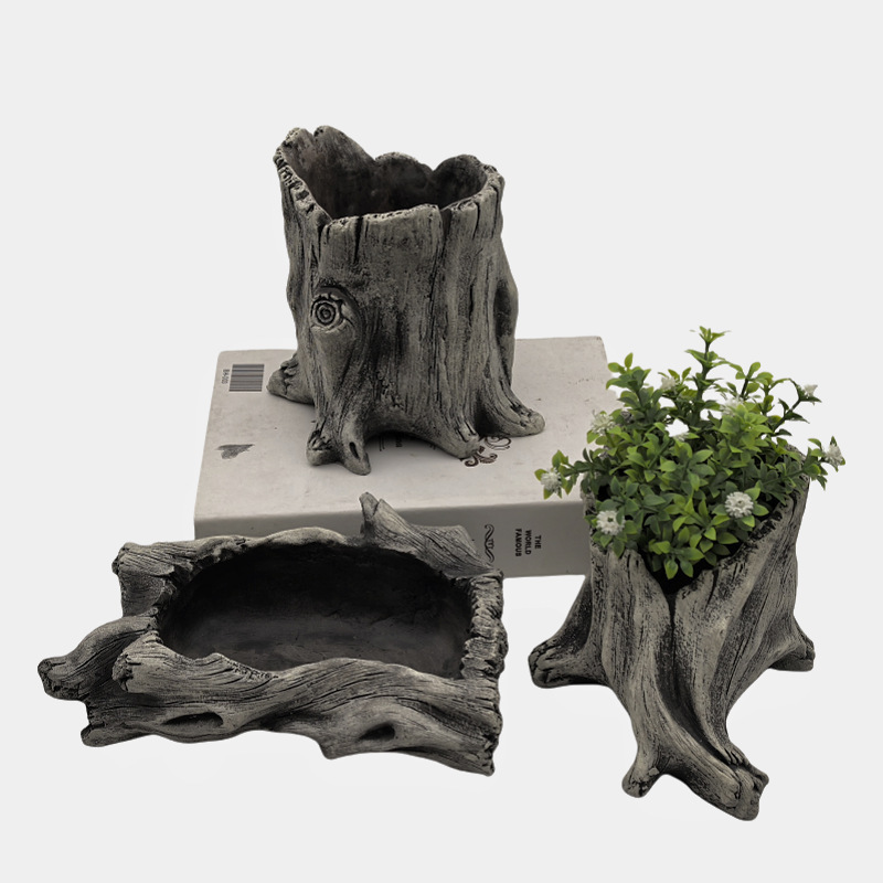 Cross-border Hot-selling Concrete Simulation Old Tree Root Wood Fleshy Flower Pot Creative Root Carving Desktop Potted Plant Green Plant Ornaments