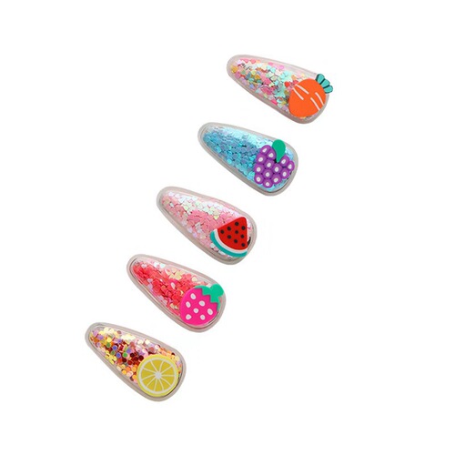 Korean Fresh Color Flowing Sand Transparent Children's Fruit Hair Clip PVC Edge Clip Baby Frizzy Hair BB Side Clip Hair Accessory