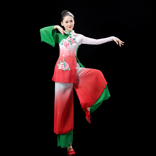 Chinese folk Yangko dance costumes hanfu fairy pincess classical dance suit for women girls Chinese national square dance performances clothes