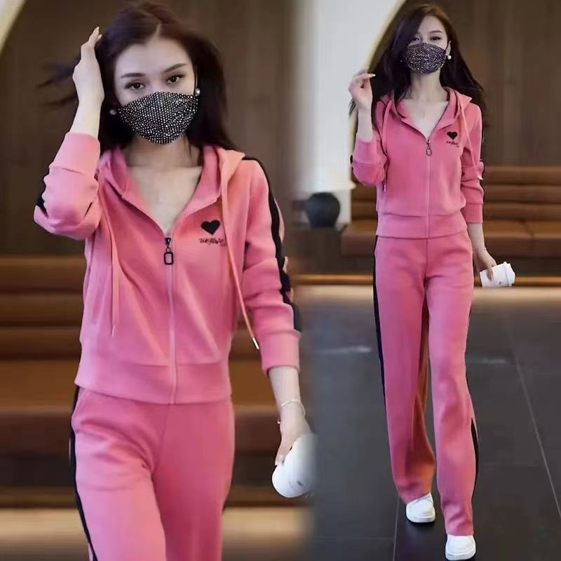 plus size Western Style Age-reducing Casual suit 2024 New Spring and Autumn Fashion Slimming Wide Leg Pants Sportswear Two-piece Set