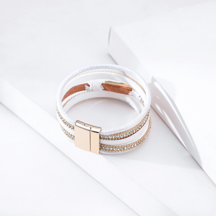 Bohemian Hot Diamond Multi-layered Wide-sided Magnetic Buckle Bracelet display picture 6