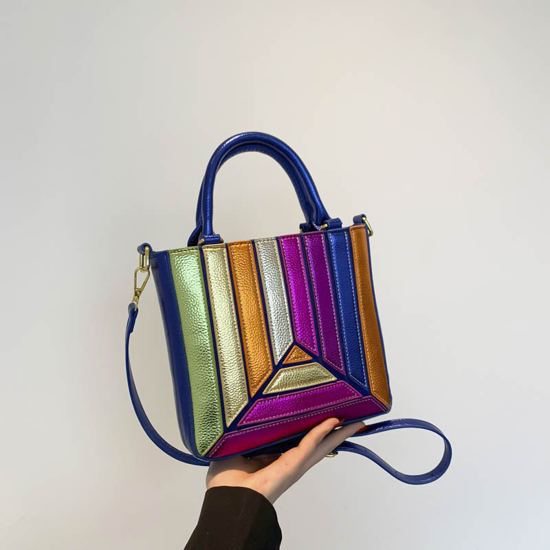 New Color Stitching Contrast Color Trend Handbag European and American Cross-border Wind Women's Work Commuter Office Crossbody Bag