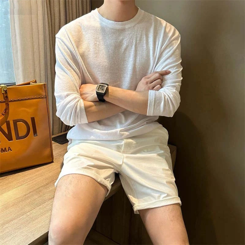 [Factory Direct Sales] Breathable Sun Protection Bottoming Shirt, Men's Long-Sleeved T-Shirt, Loose and Versatile, Cool and Simple Top Batch