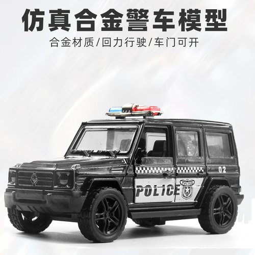 1:36 Ben Alloy Off-Road Police Car Model Male Open Door Pull Back Jeep Toy Car Cake Ornament Decoration