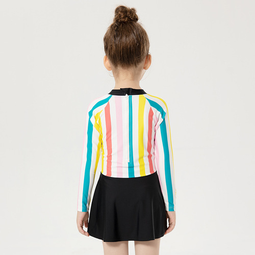 Momasong children's swimsuit girl baby long-sleeved one-piece girl's skirt style cute hot spring swimsuit