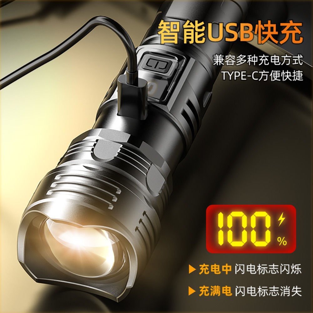 Nuevo tipo de pantalla eléctrica de larga duración de la batería Lintera de luz alta iluminación LED al aire libre Luz de emergencia Lintera de carga rápida